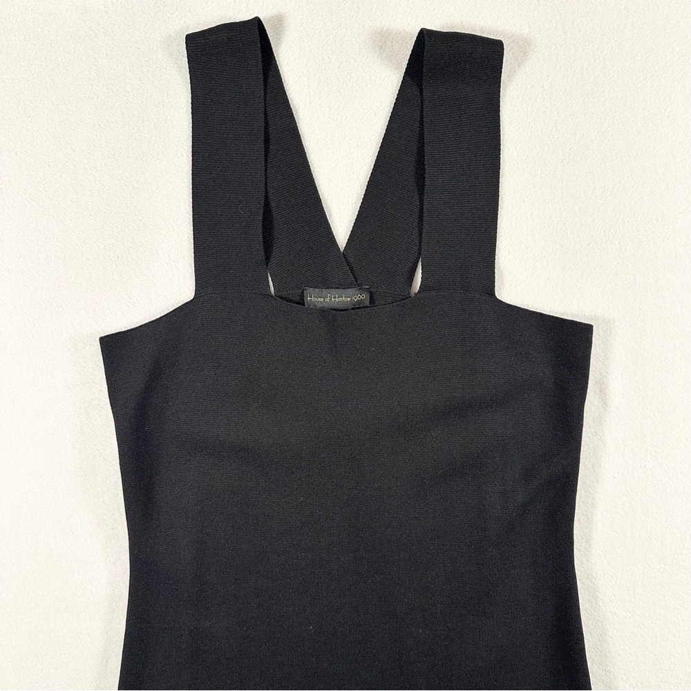 House of Harlow 1960 Body Con Midi Dress Black Women’s Size Large NWT Wide Strap - Picture 7 of 8